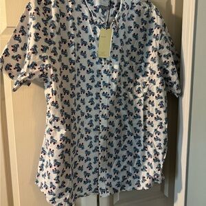 Men's White & Blue Roller Skate Patterned Shirt brand new size XL SKATER BOY